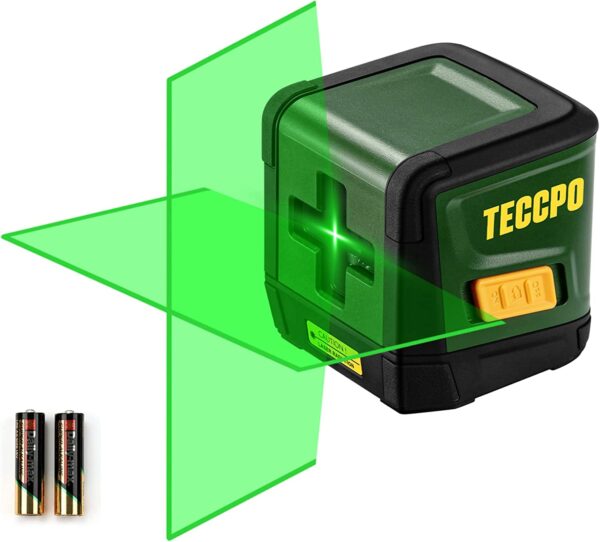 Self-Leveling Laser Level, TECCPO 100ft/30m Green Cross Line Laser, ±3mm/10m Leveling Accuracy, Horizontal and Vertical Line for Construction Picture Hanging, Home Renovation Floor Tile