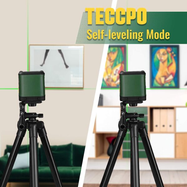Self-Leveling Laser Level, TECCPO 100ft/30m Green Cross Line Laser, ±3mm/10m Leveling Accuracy, Horizontal and Vertical Line for Construction Picture Hanging, Home Renovation Floor Tile - Image 6
