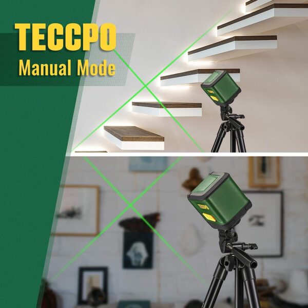 Self-Leveling Laser Level, TECCPO 100ft/30m Green Cross Line Laser, ±3mm/10m Leveling Accuracy, Horizontal and Vertical Line for Construction Picture Hanging, Home Renovation Floor Tile - Image 4