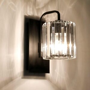 Wvsrbyr Modern Crystal Wall Sconces, Wall Light Fixture in Matt Black Finish