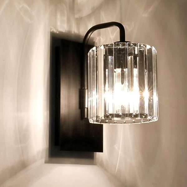 Wvsrbyr Modern Crystal Wall Sconces, Wall Light Fixture in Matt Black Finish