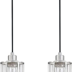 Doraimi Lighting 2 Pack 1 Light Industrial Edison Vintage Style Kitchen Island Pendant Glass Hanging