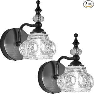 ZILANL 2-Pack Wall Sconces Black Bathroom Vanity Lighting Fixtures Black Wall Light