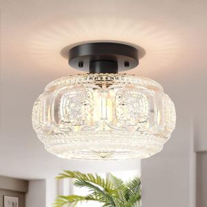 OYKYOHEI Semi Flush Mount Ceiling Light, Globe Glass Ceiling Light Fixture
